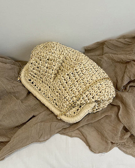 Straw Niche Design Chain Shoulder Crossbody Clutch Bag
