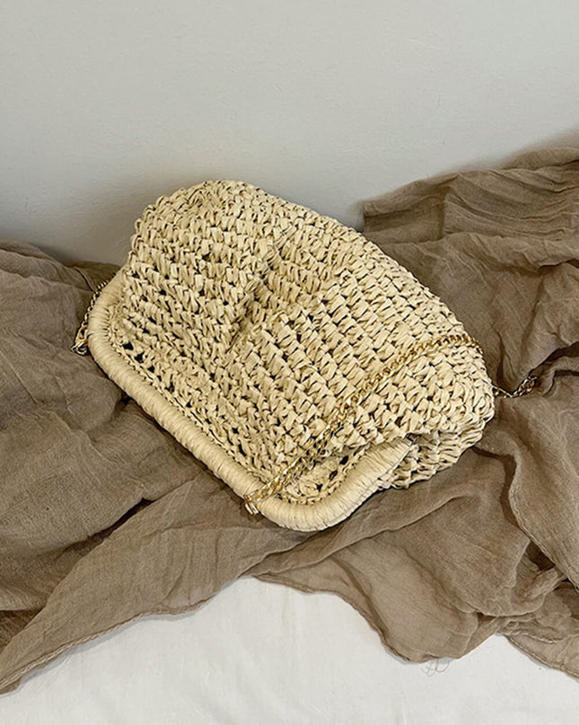 Straw Niche Design Chain Shoulder Crossbody Clutch Bag