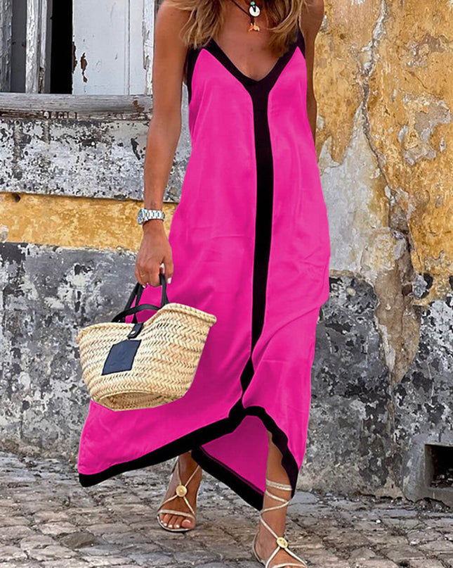 Colorblock Suspender Midi Dress