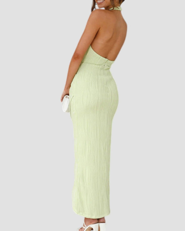 "Lime Twist" Halter Midi Dress