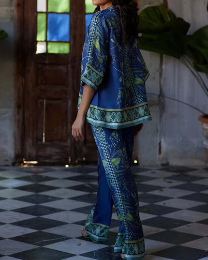 "Tropical Twilight" Leaf Print Two-Piece Set