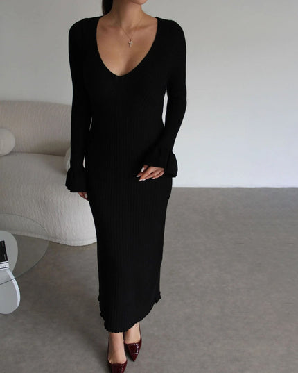 Black Ribbed Reverie Maxi Dress