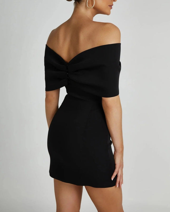 "Bow Allure" Off-Shoulder Mini Dress