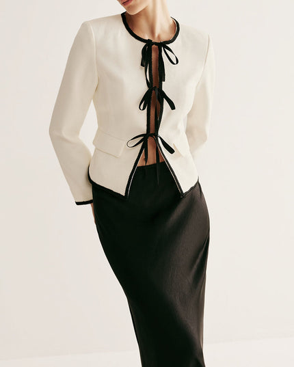 "Ivory Bow-Front" Cropped Jacket