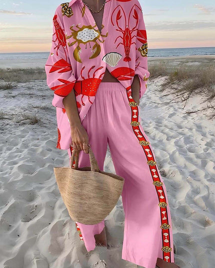 Crab Print Two-Piece Set
