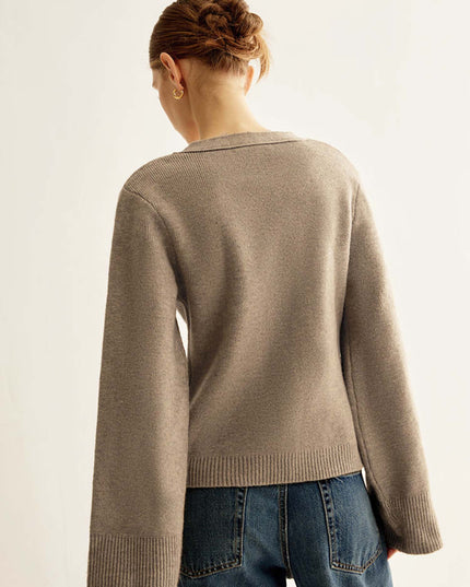 "Relaxed Rib" V-Neck Crop Cardigan