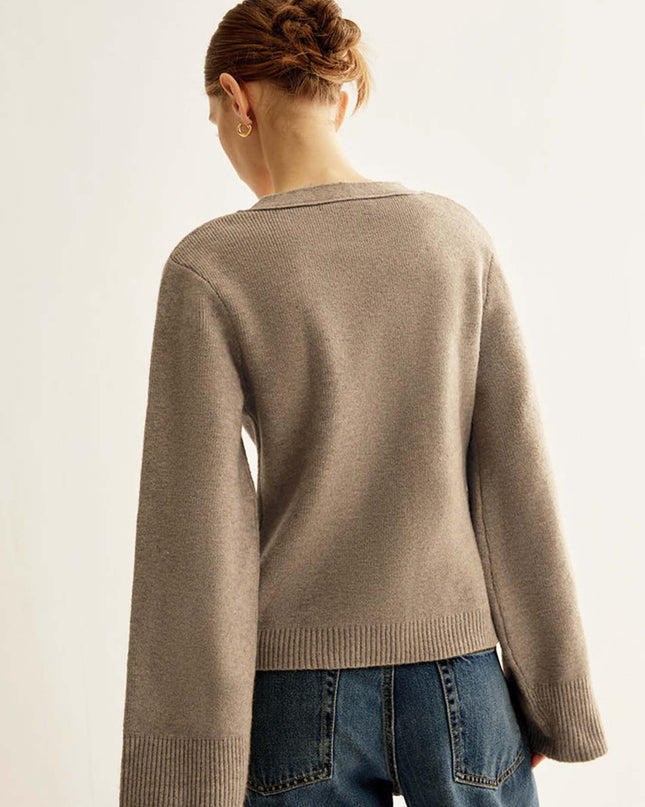 "Relaxed Rib" V-Neck Crop Cardigan