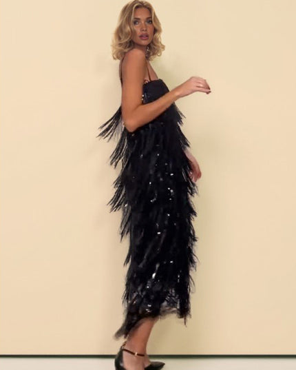 Tassel Design Sling Maxi Dress