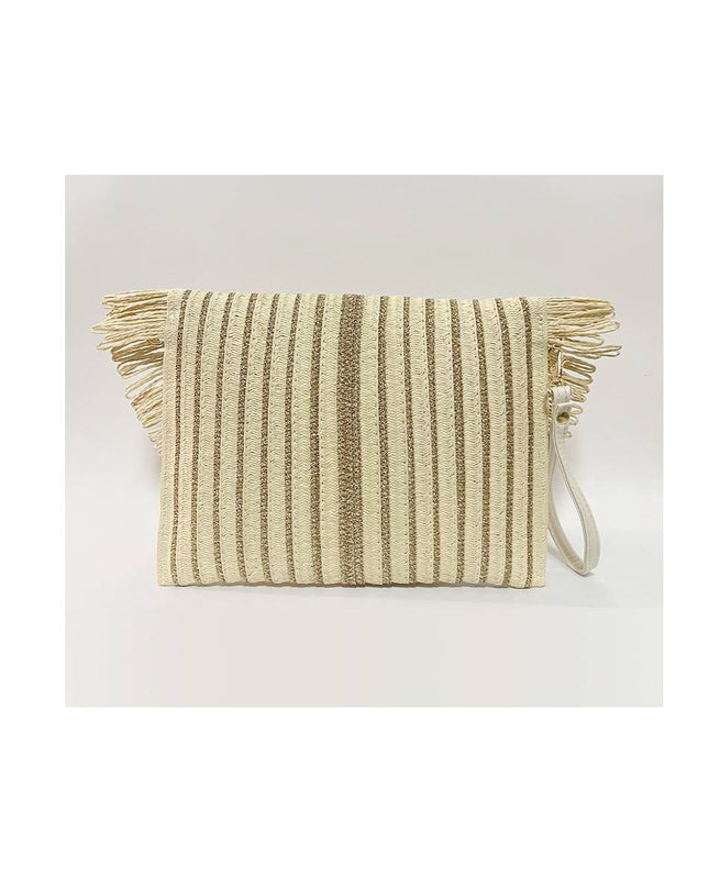 Contrast Color Straw Bag Clutch