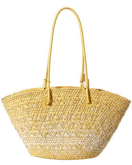 Gradient Colorful Hand-woven Beach Straw Bag