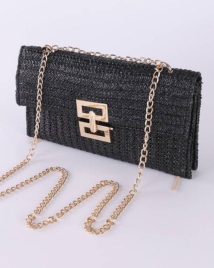 Straw Minimalist Clutch Chain Bag