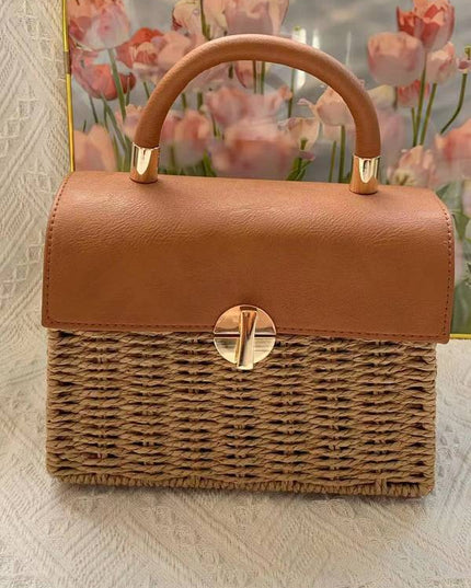 Handheld Crossbody Straw Bag