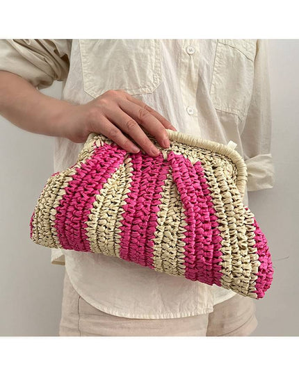 Contrast Color Straw Bag