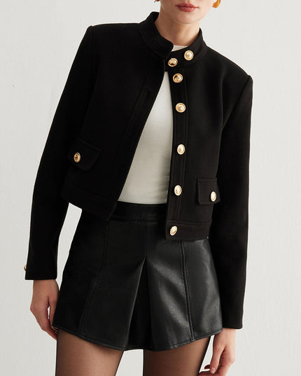 "Black Gold-Button" Cropped Jacket