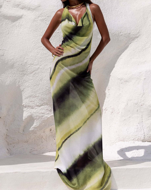 "Oasis Swirl" Halter Maxi Dress