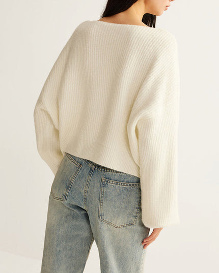 "Cream Tie-Front" Knit Cardigan