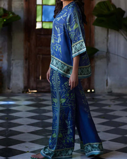 "Tropical Twilight" Leaf Print Two-Piece Set