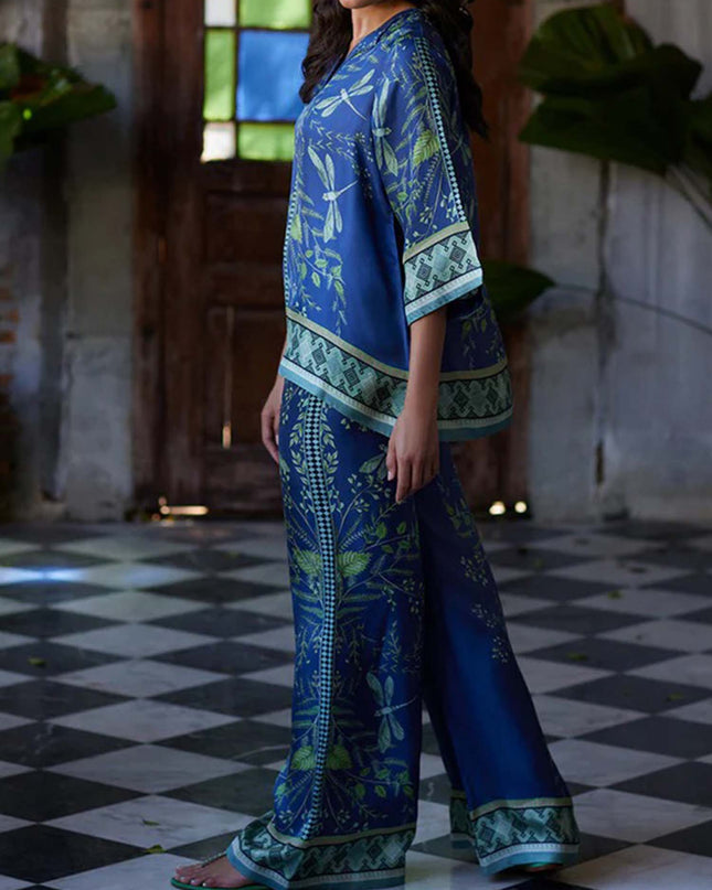 "Tropical Twilight" Leaf Print Two-Piece Set