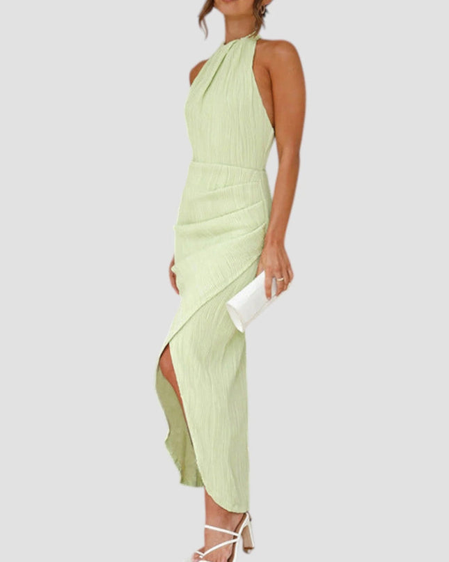 "Lime Twist" Halter Midi Dress