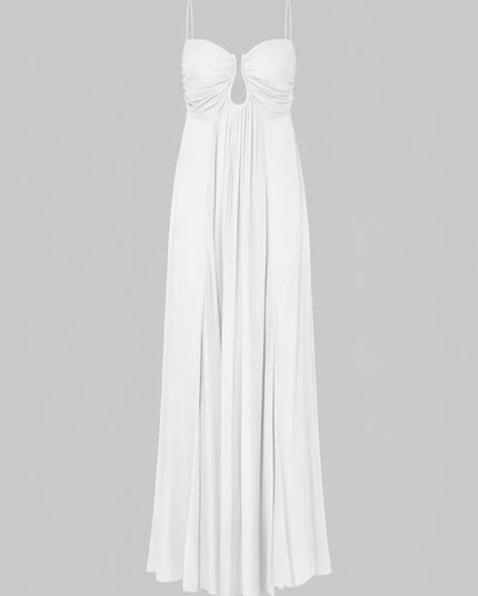 "Olive Whisper" Chiffon Cutout Maxi Dress
