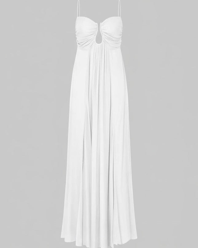 "Olive Whisper" Chiffon Cutout Maxi Dress