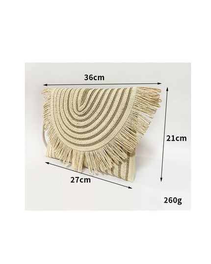 Contrast Color Straw Bag Clutch