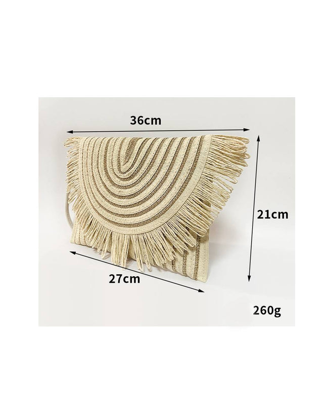 Contrast Color Straw Bag Clutch