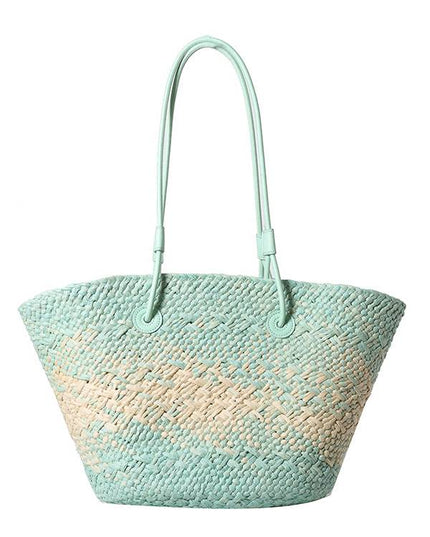 Gradient Colorful Hand-woven Beach Straw Bag