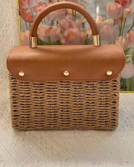 Handheld Crossbody Straw Bag