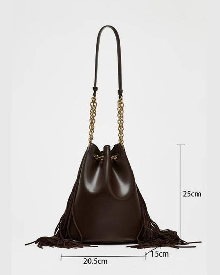 Tassel Design Bucket Bag Shoulder Bag
