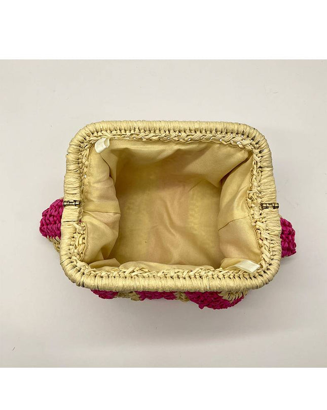 Contrast Color Straw Bag