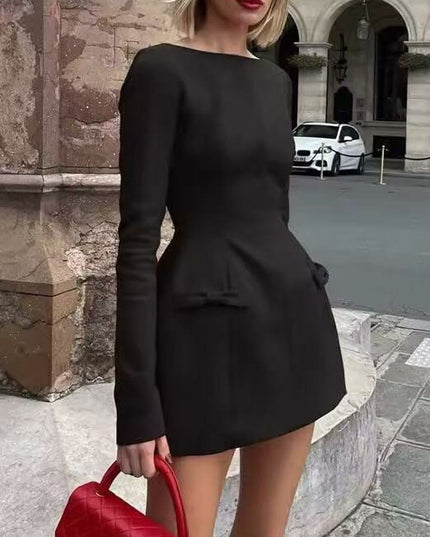 Elegant And Sophisticated Bow Mini Dress
