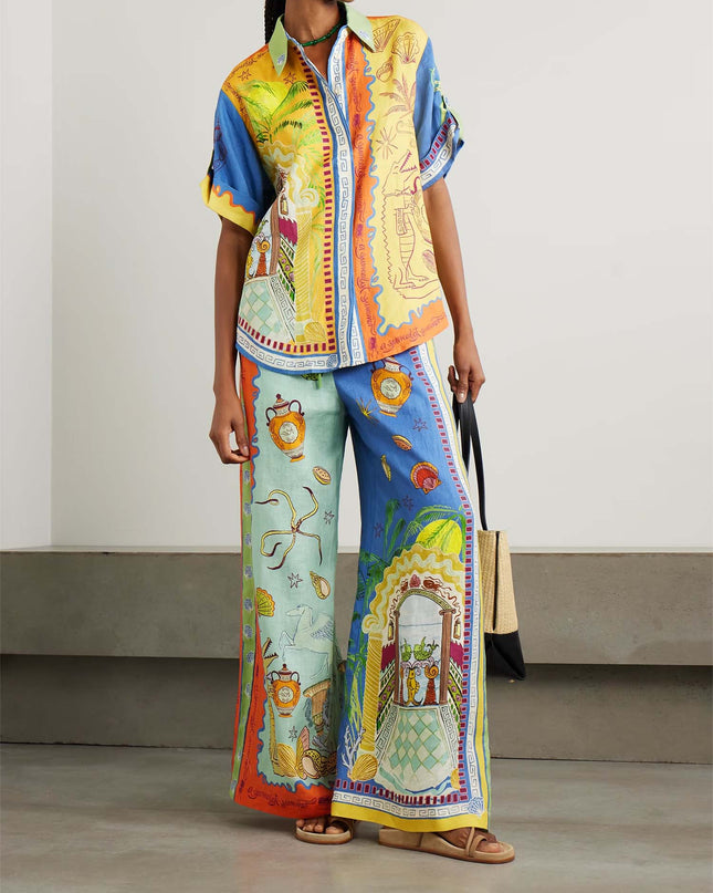 "Mediterranean Mosaic" Art Print Linen Set