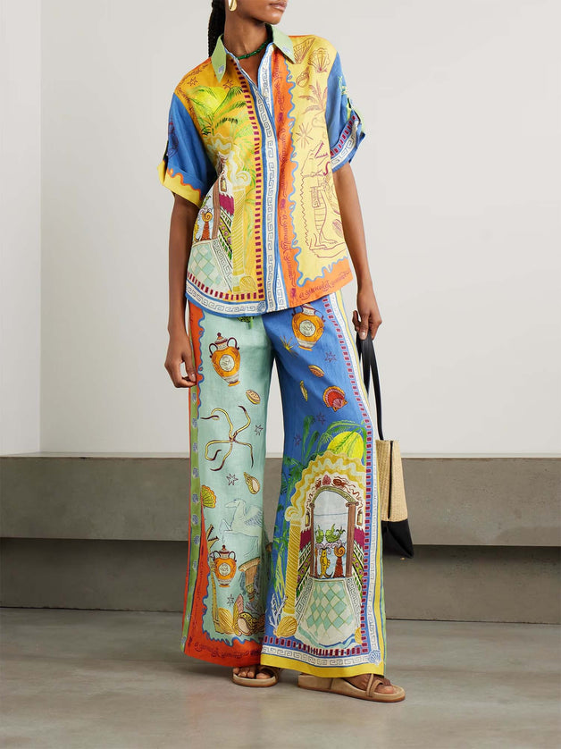 "Mediterranean Mosaic" Art Print Linen Set