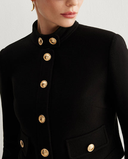 "Black Gold-Button" Cropped Jacket
