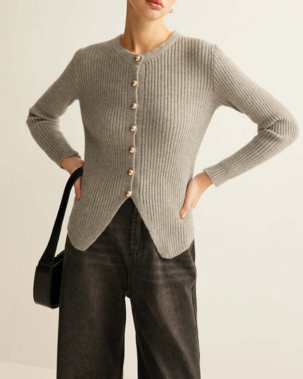 "Heather Grey" Ribbed Knit Cardigan