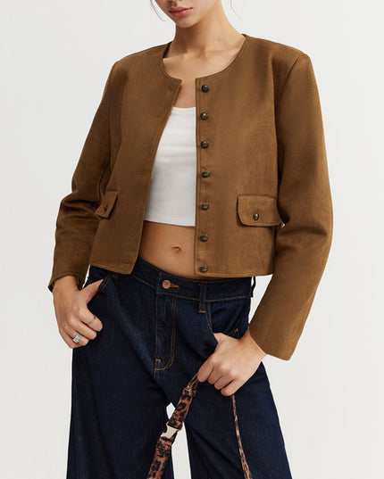"Camel Suede" Cropped Jacket