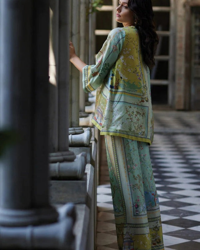 Vintage Map Print Satin Two-Piece Set