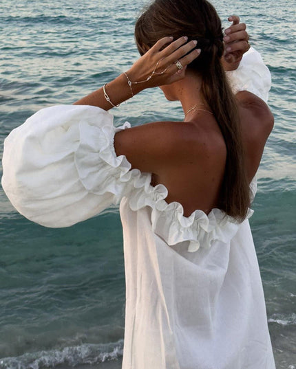 Off-Shoulder Ruffled Boho Maxi Dress