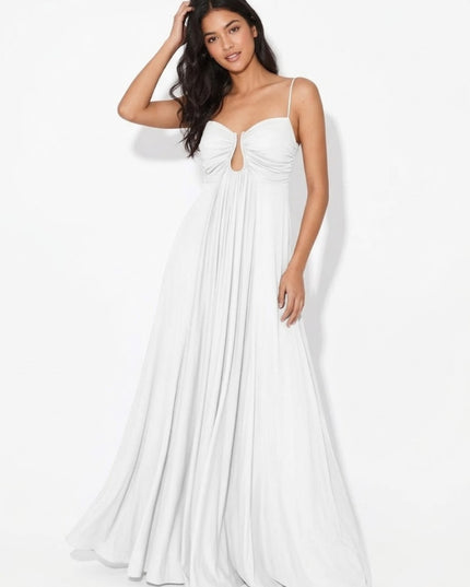 "Olive Whisper" Chiffon Cutout Maxi Dress