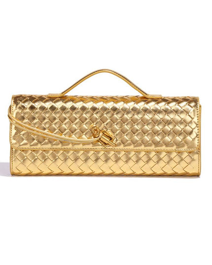 Two Way Woven Flap Clutch Shoulder Bag