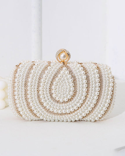 Vintage Ladies Pearl Evening Bag Handmade Beaded Embroidery Bag
