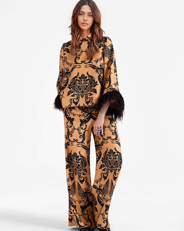 "Baroque Noir" Camel Black Baroque Print Set