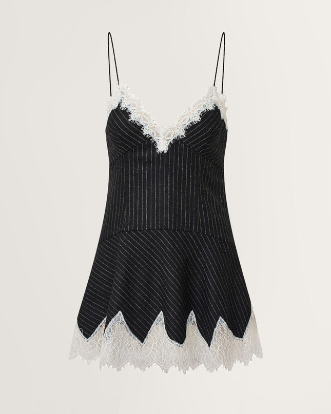 "Noir Lace" Pinstripe Mini Dress