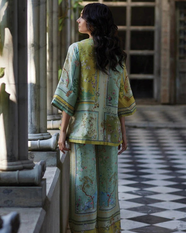 Vintage Map Print Satin Two-Piece Set