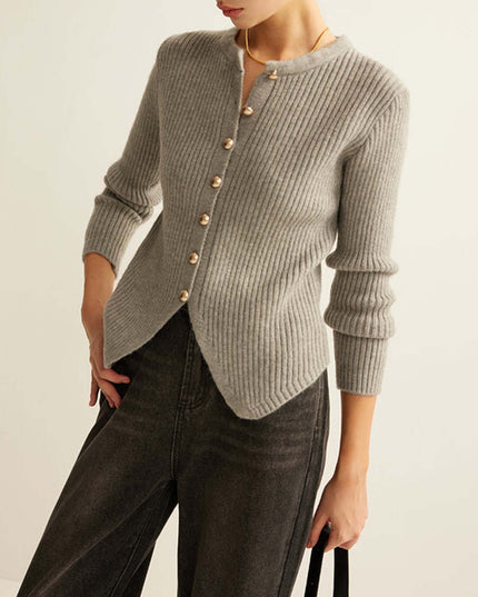 "Heather Grey" Ribbed Knit Cardigan