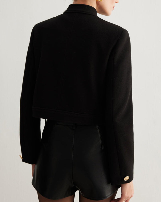 "Black Gold-Button" Cropped Jacket