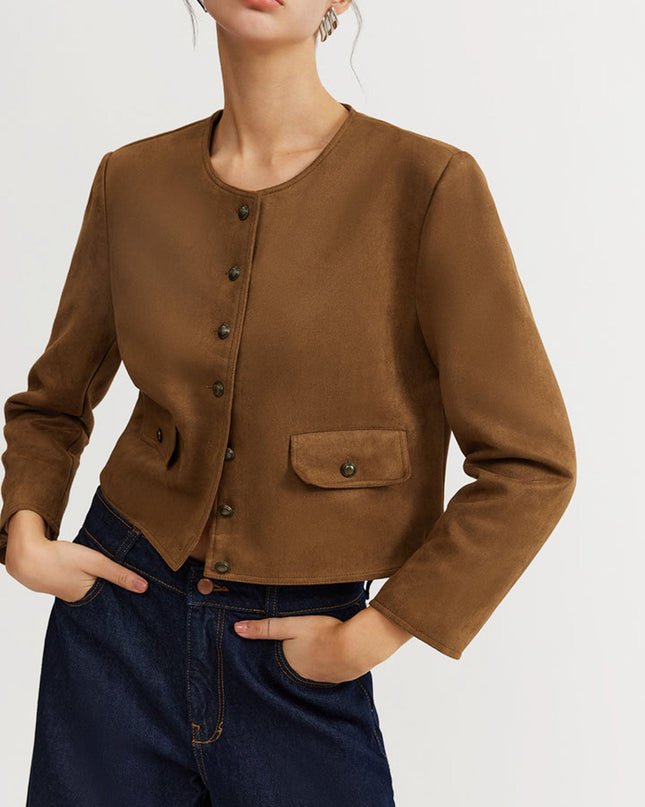 "Camel Suede" Cropped Jacket