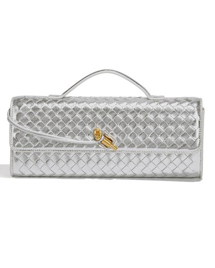 Two Way Woven Flap Clutch Shoulder Bag