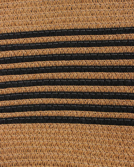 Bamboo Handle Striped Contrast Color Straw Handbag